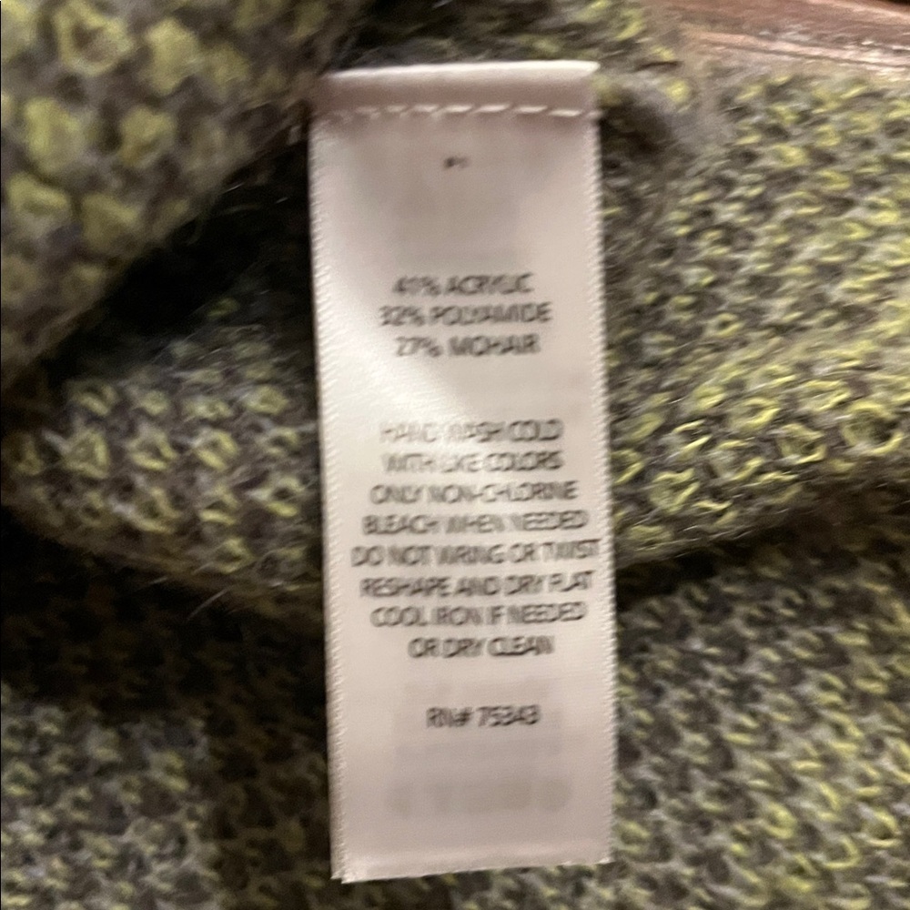 KENAR Green & Gray Plaid Mohair Blend Tunic Sweater Size M - Picture 6 of 7